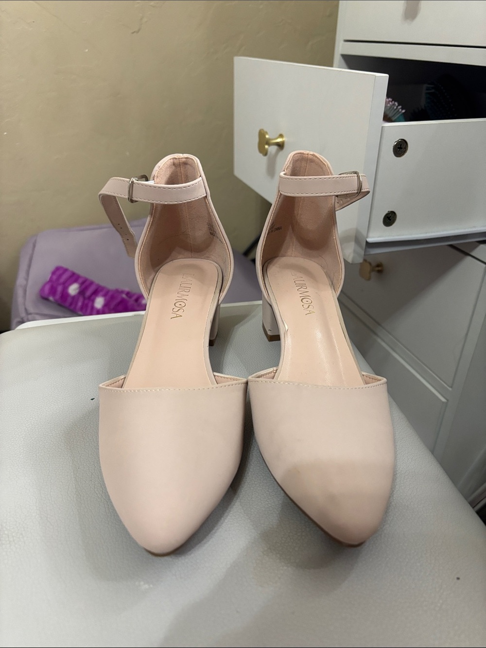 Aldo Blush Pink Pointed-Toe Ankle-Strap Heels